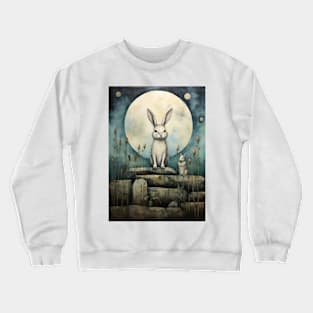 Hare, Pagan Hare, Pagan Art, Moon, Animal, Crewneck Sweatshirt